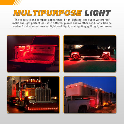 Waywe 3.8Inch Side Marker Light 10PCS 6LED Red Trailer Camper Clearance Marine Boat Navigation Port Starboard Indicator Lights for 12V DC Kayak Sailboat Yacht Truck RV