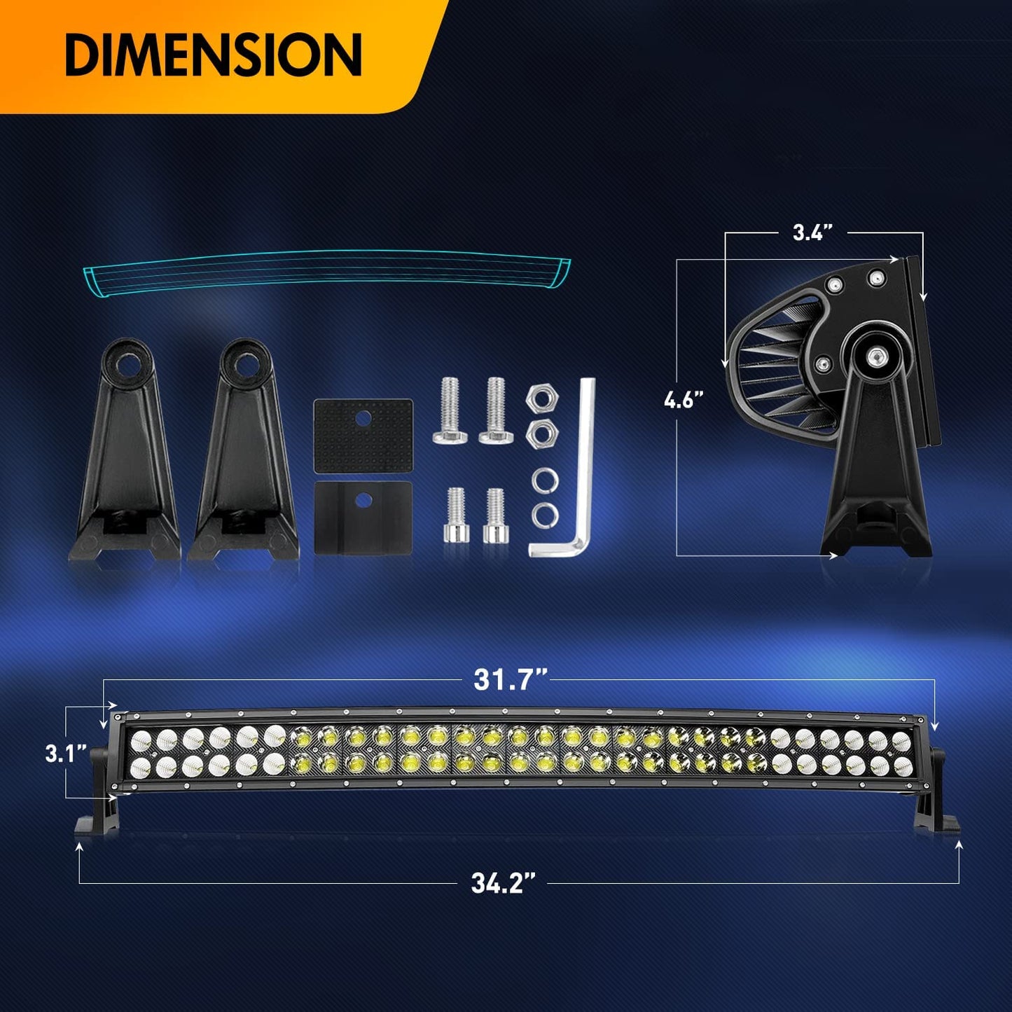 Waywe LED Light Bar 32Inch 180W Curved Off Road Lights for Trucks Flood Spot Combo Beam Driving Lamp Work Lights with Heavy Duty 12V 5Pin Rocker Switch Wiring Harness Kit