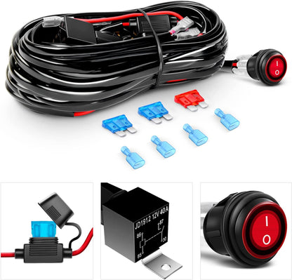 Waywe LED Light Bar 52Inch 300W Flood Spot Combo Off Road Lights 2PCS 4Inch 18W Spot LED pods for Trucks ATV UTV Boat Driving Lamp Work Lights with Wiring Harness Kit-3 Leads