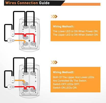 Waywe Interior Light Rocker Switch LED Bar 5Pin Laser On Off 20A 12V 10A 24V Jumper Wires Set for Jeep Boat Trucks