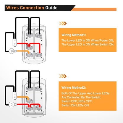 Waywe Lighted Whip Rocker Switch Led Light Bar 5Pin Laser On Off SPST Switches 20A 12V 10A 24V Red with Jumper Wires Set for Cars Trucks RVs