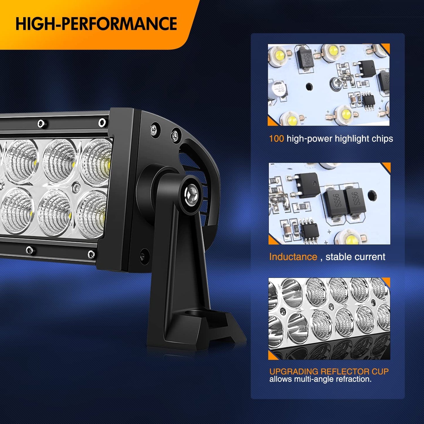 Waywe LED Light Bar 52Inch 300W Flood Spot Combo Off Road Lights 2PCS 4Inch 18W Spot LED pods for Trucks ATV UTV Boat Driving Lamp Work Lights with Wiring Harness Kit-3 Leads