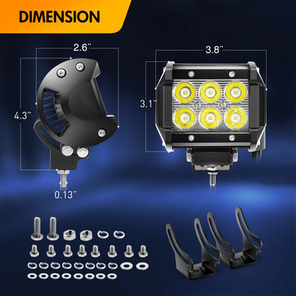 Waywe LED Light Bar 52Inch 300W Flood Spot Combo Off Road Lights 2PCS 4Inch 18W Spot LED pods for Trucks ATV UTV Boat Driving Lamp Work Lights with Wiring Harness Kit-3 Leads