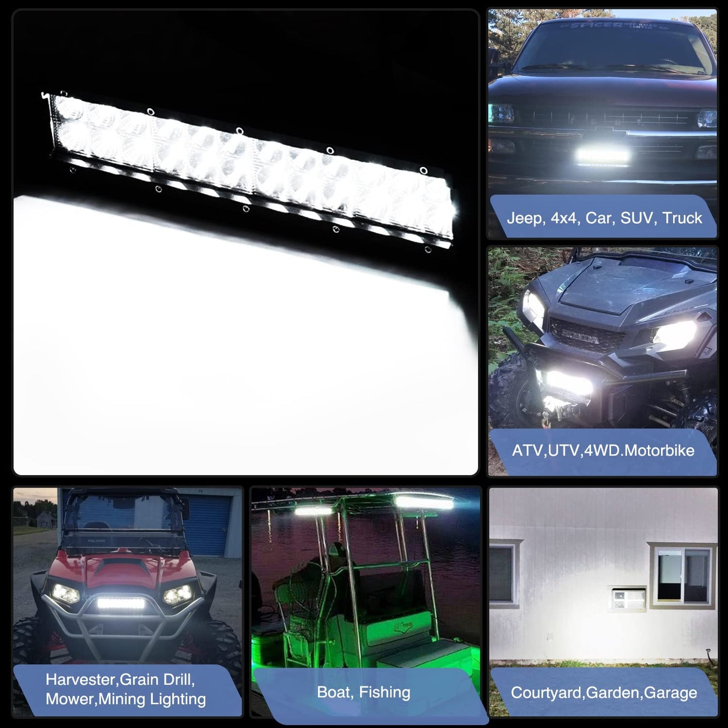 Waywe Led Light Bar 12 Inch 72W Spot Flood Combo Lights Working Light Off Road Led Lamp Driving Lights for Truck Pickup SUV ATV