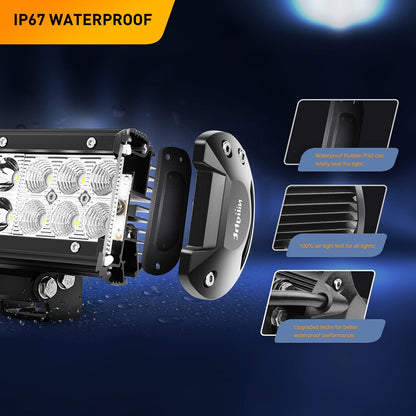 Waywe 12 Inch 72W Led Light Bar Spot Flood Combo Driving Lighting Off Road Lights Led Lamp with 12V 5Pin Rocker Switch Wiring Harness kit for Truck Golf Cart SUV ATV UTV Boat