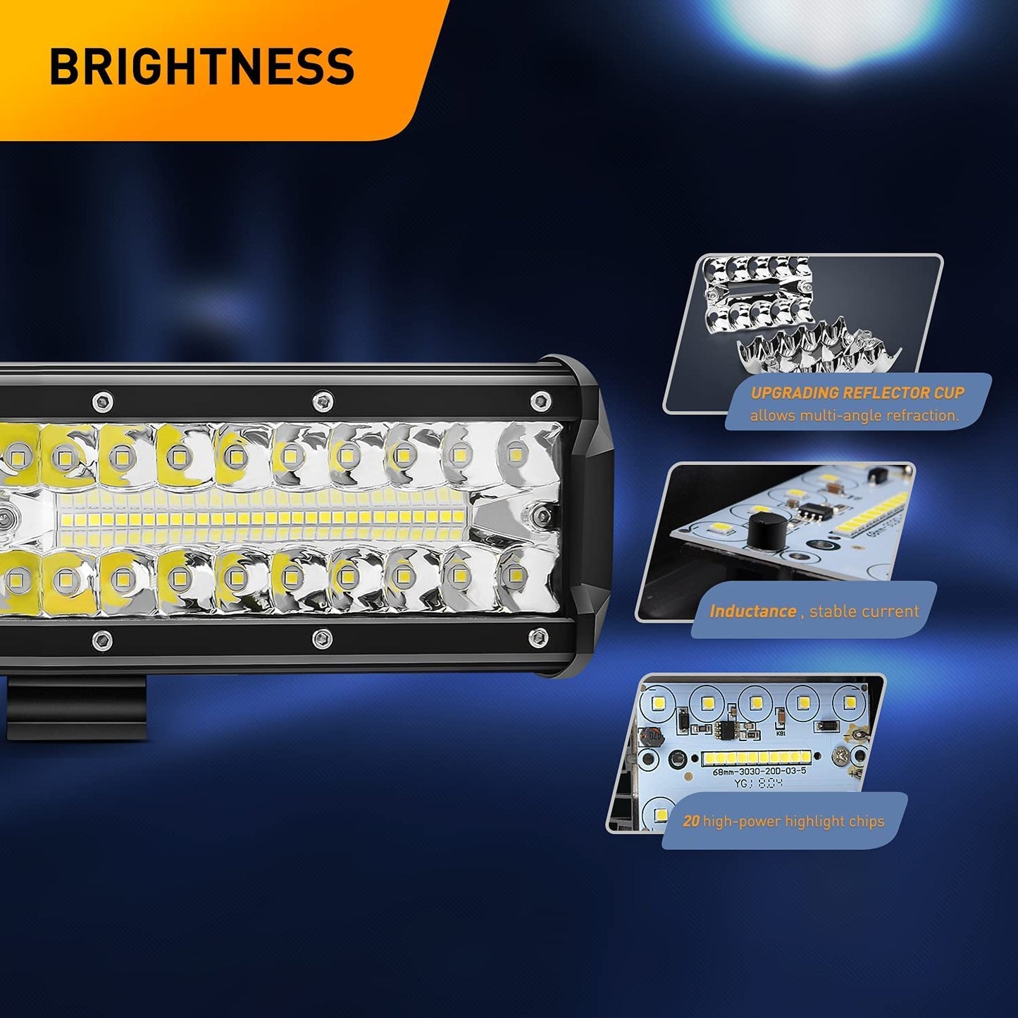 Waywe 12 Inch 300W Triple Row Led Light Bar Spot Flood Combo with 16AWG 3Pin Rocker Switch Wiring Harness kit