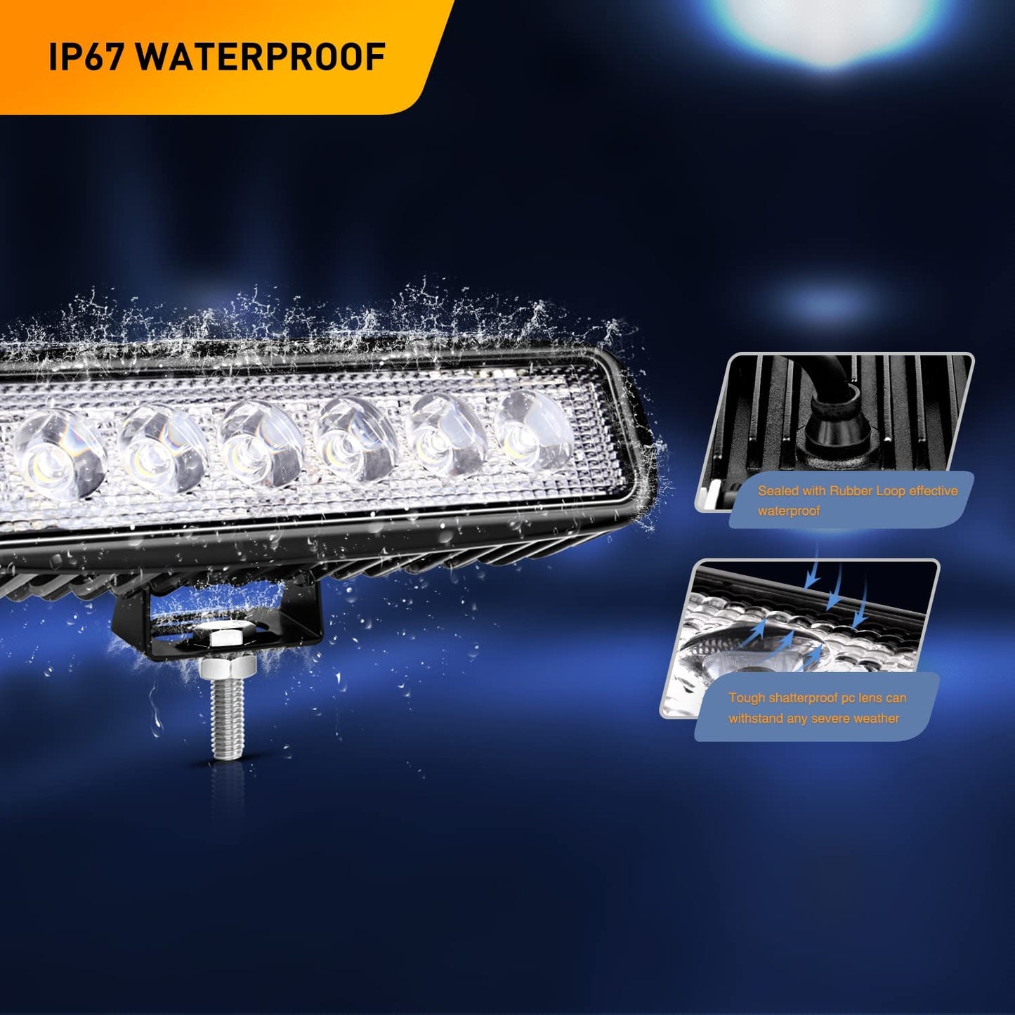 Waywe 2 PCS 18w Spot Led Light Bar Work Light Pods Off Road Driving Light Fog Light Reverse Lights for Truck Truck Boat Jeep Bumper SUV ATV (Spot Fog Lamp)