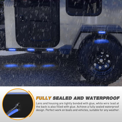 Waywe 3.8Inch Side Marker Light 10PCS 6LED Blue Trailer Camper Clearance Marine Boat Navigation Port Starboard Indicator Lights for 12V DC Kayak Sailboat Yacht Truck RV
