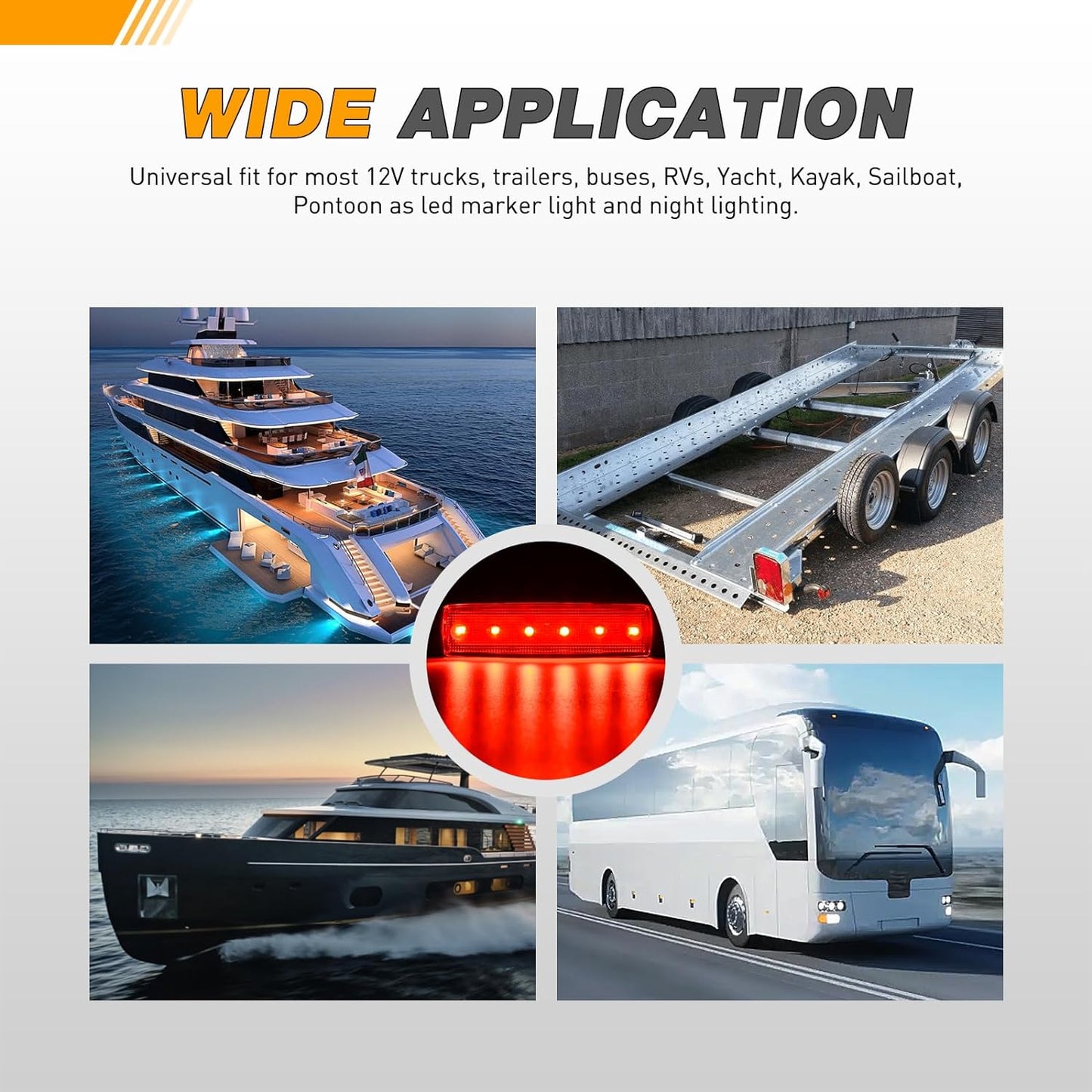 Waywe 3.8Inch Side Marker Light 10PCS 6LED Red Trailer Camper Clearance Marine Boat Navigation Port Starboard Indicator Lights for 12V DC Kayak Sailboat Yacht Truck RV