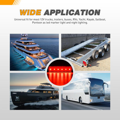 Waywe 3.8Inch Side Marker Light 10PCS 6LED Red Trailer Camper Clearance Marine Boat Navigation Port Starboard Indicator Lights for 12V DC Kayak Sailboat Yacht Truck RV