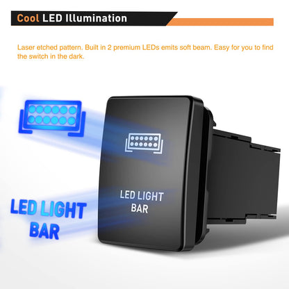 Waywe LED Light BAR Push Button Switch 12V ON Off Switches with Connector Wire Kit 1.28" x 0.87" Replacement for Toyota Sequoia Highlander Tacoma Tundra 4Runner RAVR Yaris