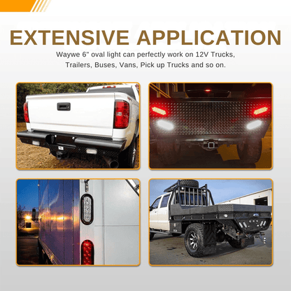 Waywe 6Inch Oval Trailer Tail Light 2PCS 10LED White Reverse Back Up Lights w/Surface Mount Grommets Plugs IP67 Waterproof for Truck RV Tractor