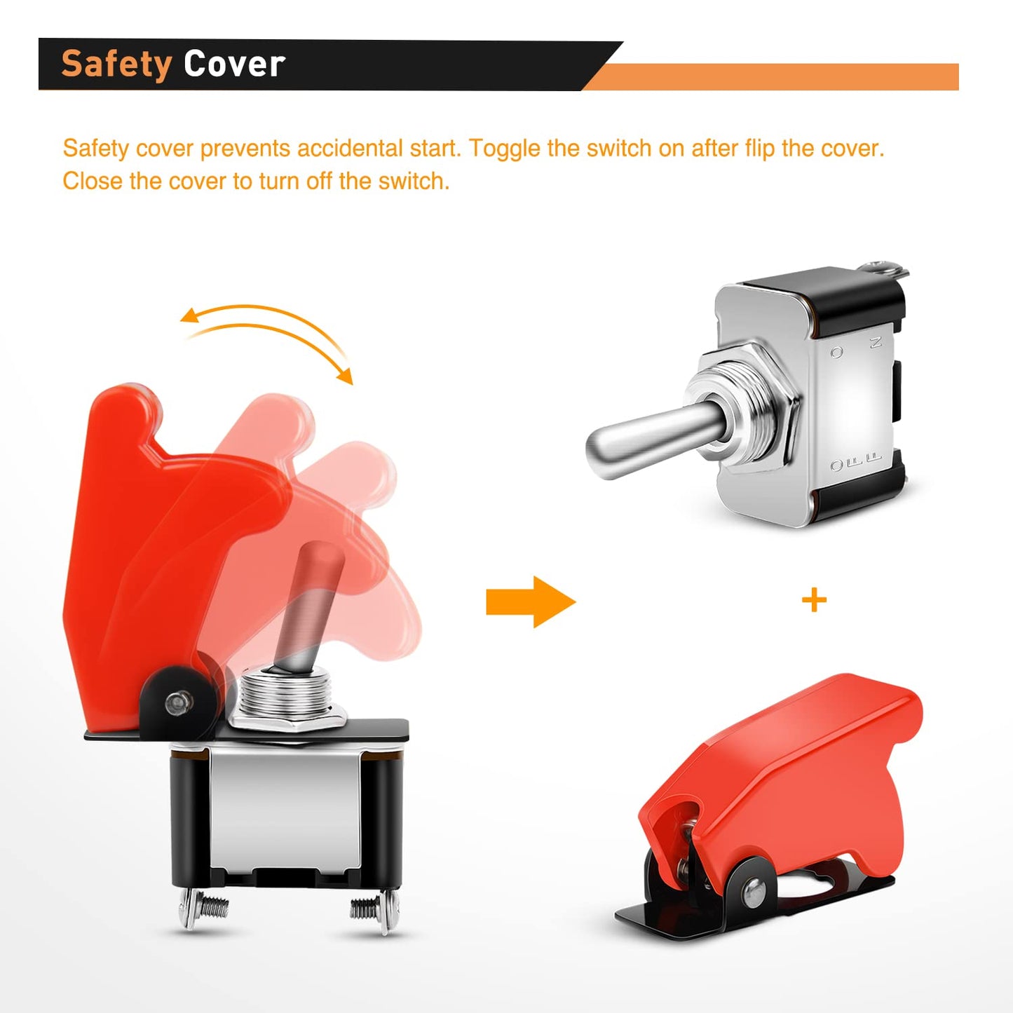 Waywe Heavy Duty Rocker Toggle Switch 12V 20A Red Cover SPST ON/Off 2Pin Car Truck Boat-5 Pack