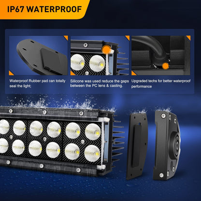 Waywe LED Light Bar 42Inch 240W Curved Off Road Lights for Trucks ATV UTV Boat Flood Spot Combo Beam Driving Lamp Work Lights with 14AWG 5Pin Rocker Switch Wiring Harness Kit
