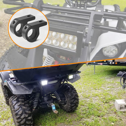 Waywe Led Light Pods 2PCS 4 Inch 18W Flood Light Offroad Lights LED Fog Lights Mounting Bracket Horizontal Bar Tube Clamp with Off Road Wiring Harness-2 Leads for Trucks Boat
