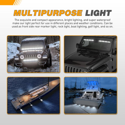 Waywe 3.8Inch Side Marker Light 10PCS 6LED White Trailer Camper Clearance Marine Boat Navigation Port Starboard Indicator Lights for 12V DC Kayak Sailboat Yacht Truck RV