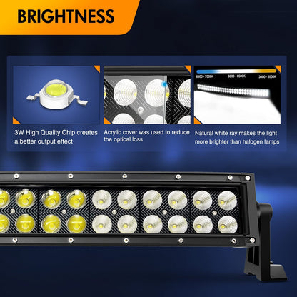 Waywe LED Light Bar 42Inch 240W Curved Off Road Lights for Trucks ATV UTV Boat Flood Spot Combo Beam Driving Lamp Work Lights with 14AWG 5Pin Rocker Switch Wiring Harness Kit