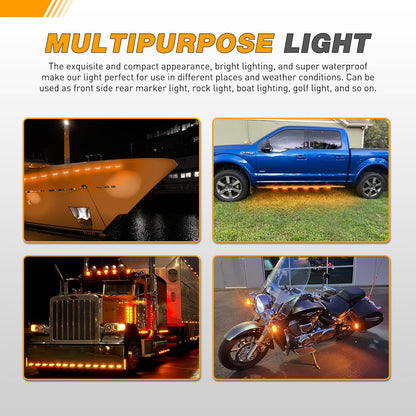 Waywe 3.8Inch Side Marker Light 10PCS 6LED Amber Trailer Camper Clearance Marine Boat Navigation Port Starboard Indicator Lights for 12V DC Kayak Sailboat Yacht Truck RV