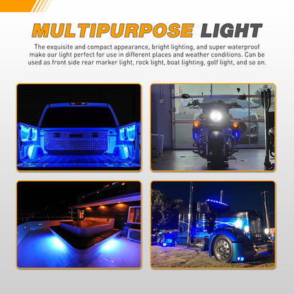 Waywe 3.8Inch Side Marker Light 10PCS 6LED Blue Trailer Camper Clearance Marine Boat Navigation Port Starboard Indicator Lights for 12V DC Kayak Sailboat Yacht Truck RV