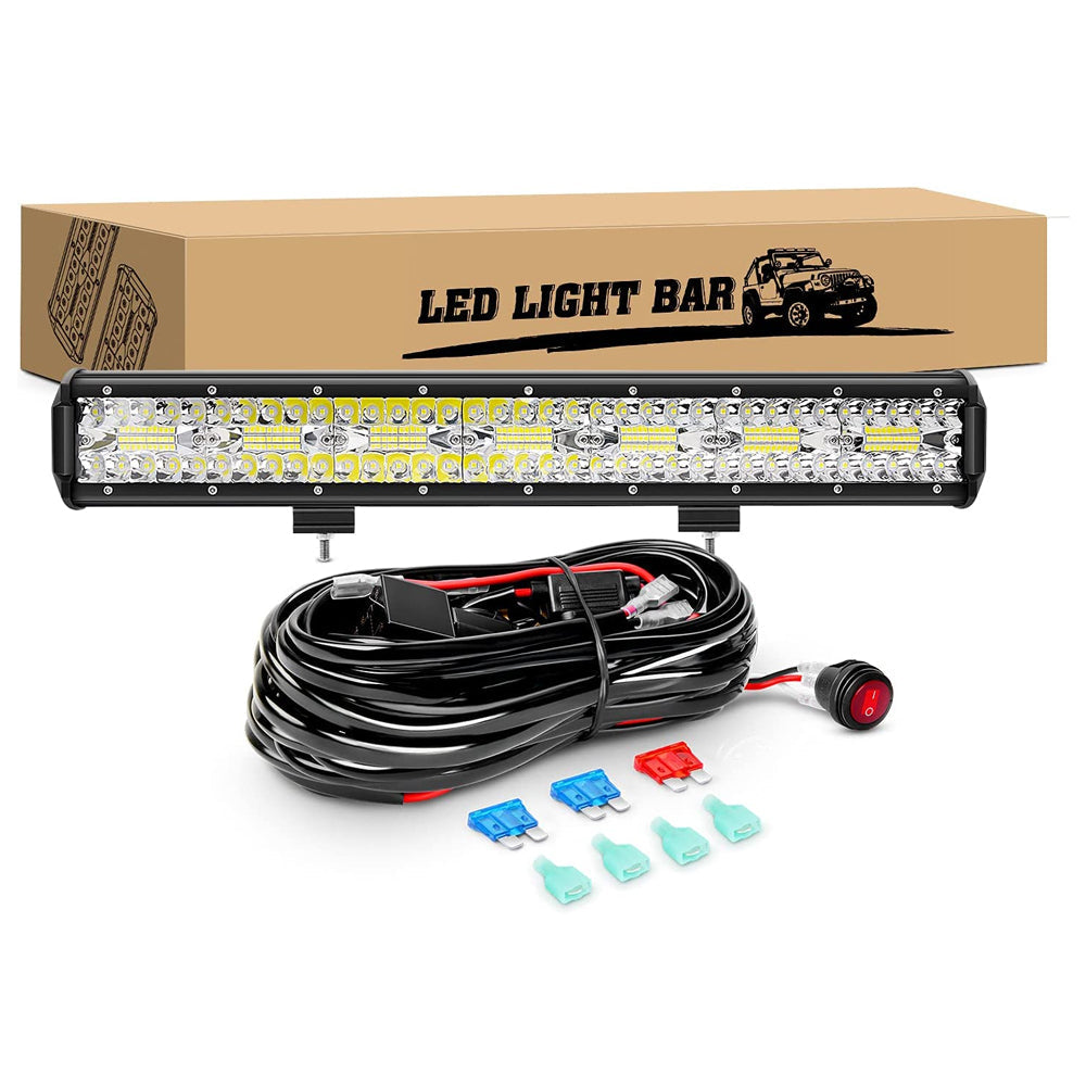20 Inch 420W Triple Row Led Light Bar Spot Flood Combo with 16AWG Wiri ...