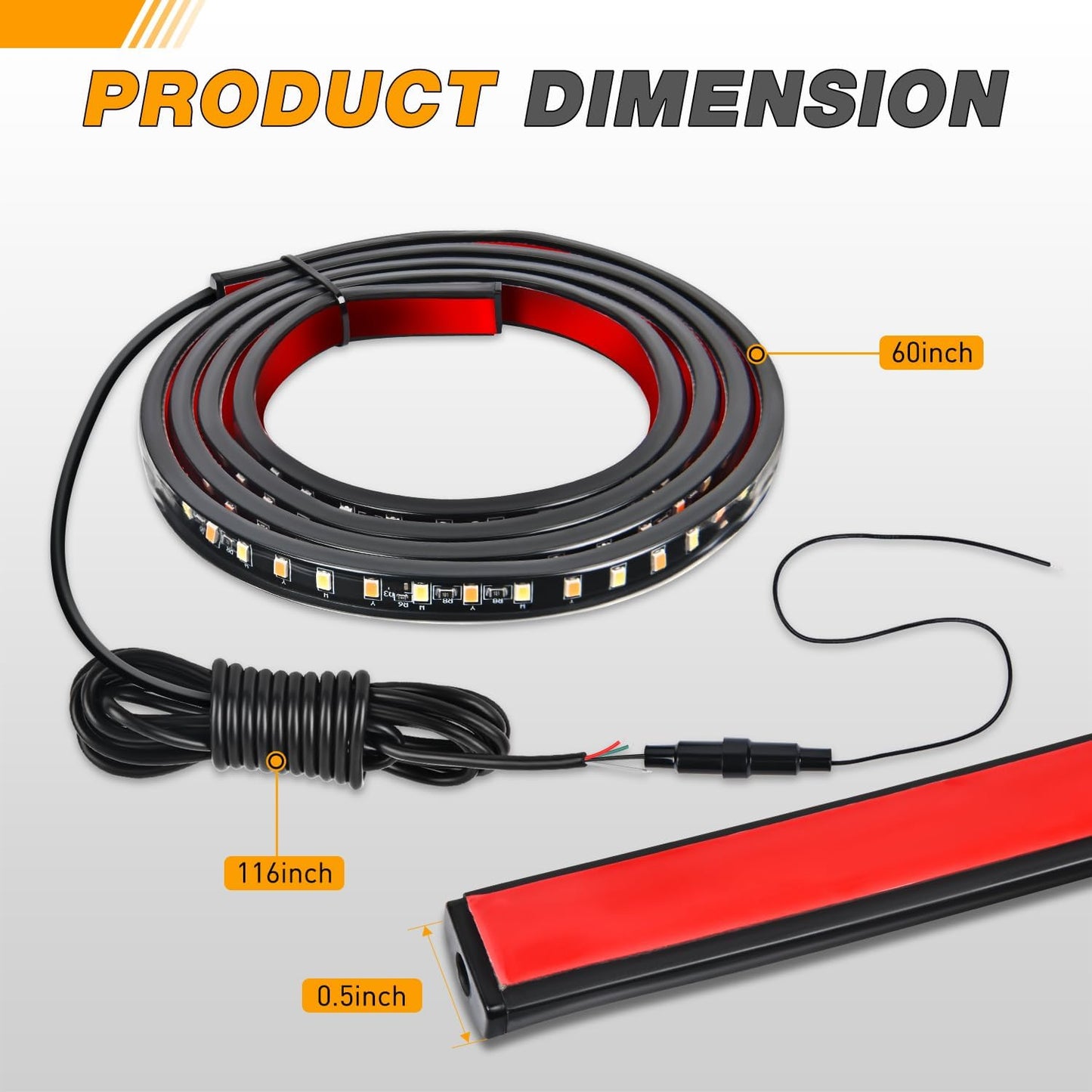 Waywe Truck Running Board Lights - 2PCS 60 Inch DRL LED Side Maker Light Kits for Extended and Crew Cab Trucks Pickup White Courtesy Amber Sequential Turn Signal Lighting Strips