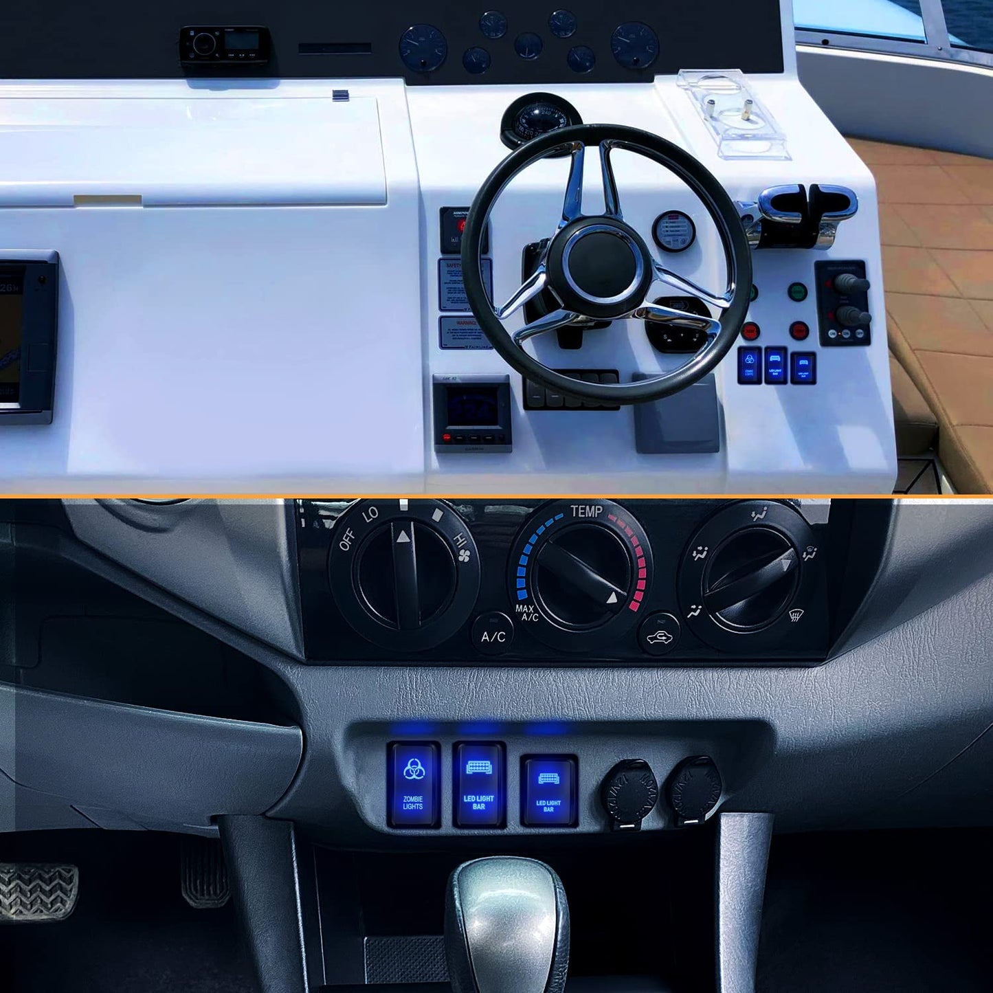 Waywe LED Light BAR Push Button Switch 12V ON Off Switches with Connector Wire Kit 1.28" x 0.87" Replacement for Toyota Sequoia Highlander Tacoma Tundra 4Runner RAVR Yaris