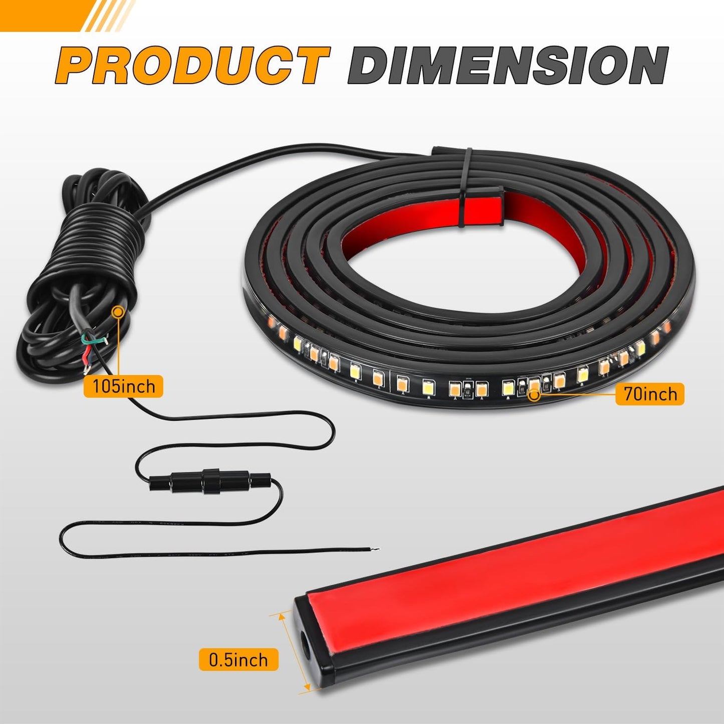 Waywe Truck Running Board Lights - 2PCS 70 Inch DRL LED Side Maker Light Kits for Extended and Crew Cab Trucks Pickup White Courtesy Amber Sequential Turn Signal Lighting Strips