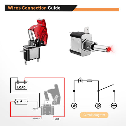 Waywe 5PCS 12V LED Toggle Switch Heavy Duty 20A SPST ON Off 3 Pin Rocker Switches for Automotive Cars Trucks Boats Racking Cars,Red