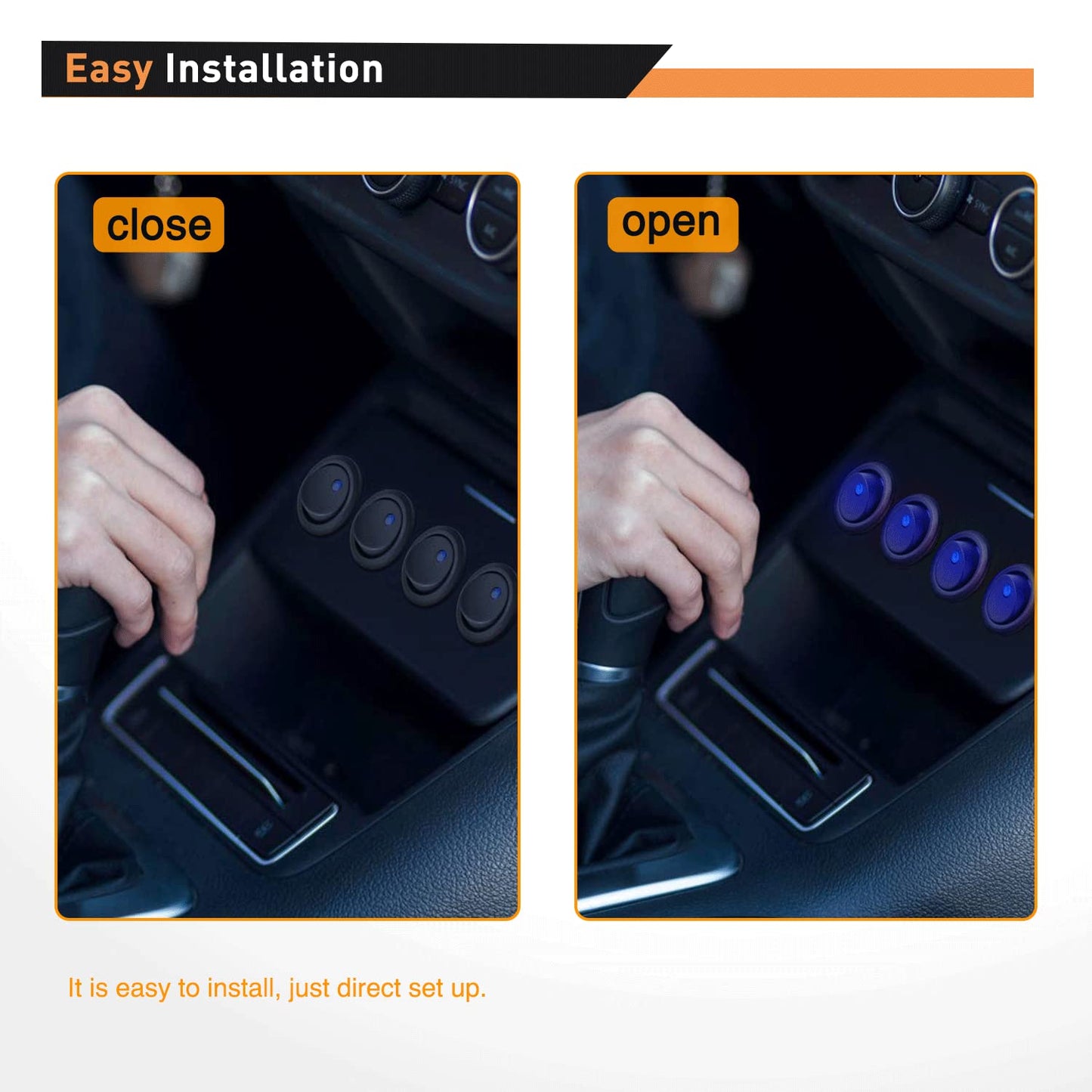 Waywe 8PCS 12V 20A Round Blue Toggle LED Rocker Switch On-Off Control SPST 3Pins Switches with 24PCS Wires for Car Truck Boat Marine Off-Road Vehicle