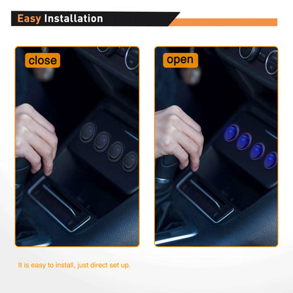 Waywe 8PCS 12V 20A Round Blue Toggle LED Rocker Switch On-Off Control SPST 3Pins Switches with 24PCS Wires for Car Truck Boat Marine Off-Road Vehicle