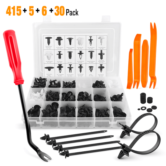 Waywe 415 Pcs Car Retainer Retaining Clips 18 Most Popular Sizes Auto Push Pin Rivets Set -Door Trim Panel Clips for GM Ford Toyota Honda Chrysler