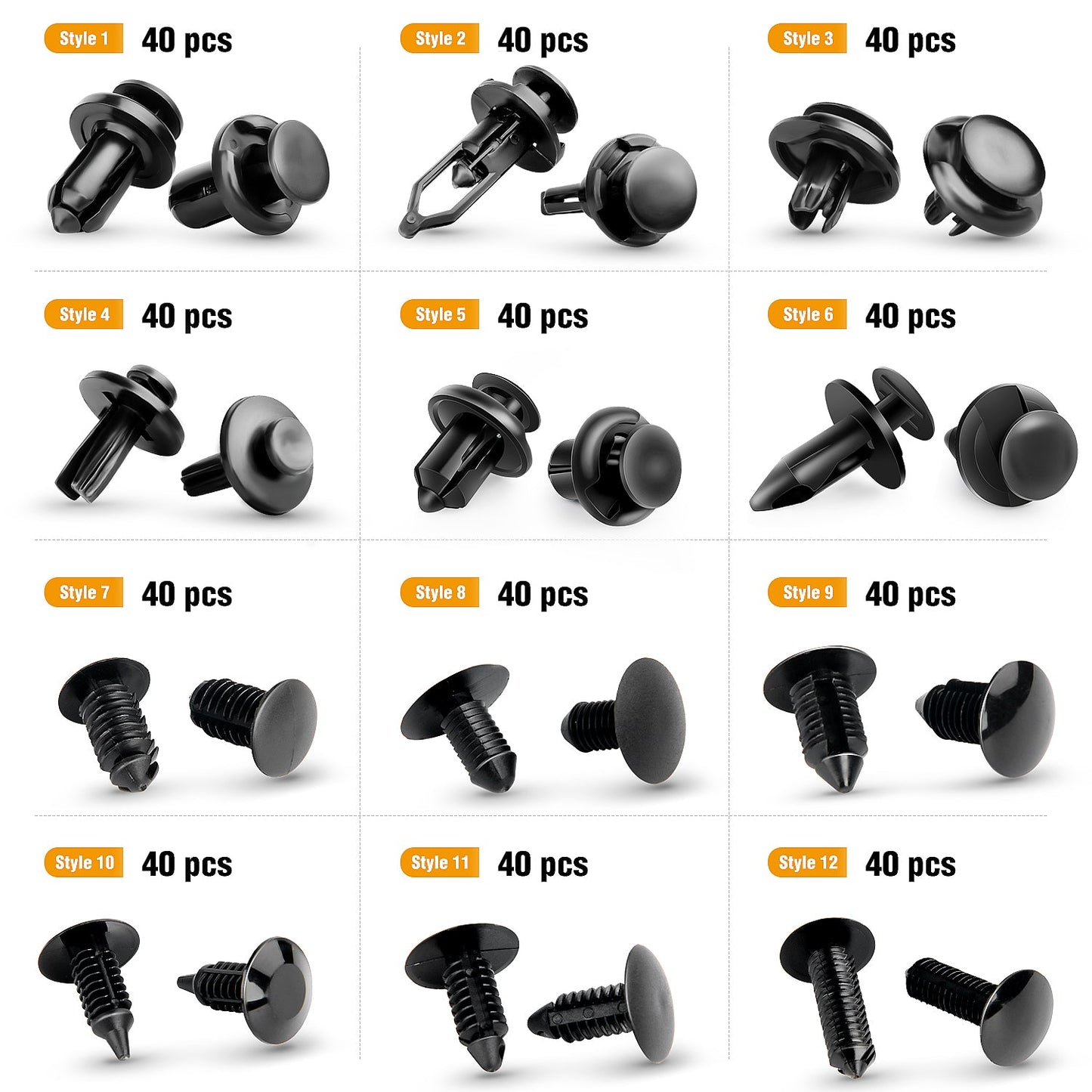 Waywe 480 Pcs Bumper Retainer Clips with Fastener Remover Car Plastic Rivets Push Retainer Kit -Door Trim Panel Clips for Toyota GM Ford Honda Acura Chrysler