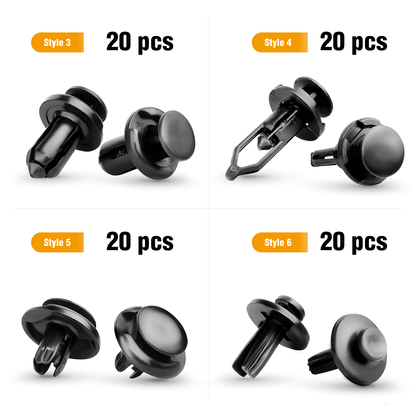 Waywe 120 Pcs Car Retainer Retaining 6.3mm 8mm 9mm 10mm Expansion Screws Replacement Kit Bumper Push Rivet Clips