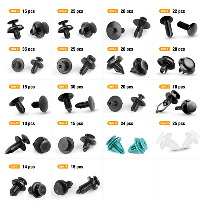 Waywe 360 Pcs Push Bumper Fastener Rivet Clips For Benz, BMW, Toyota, Honda, Subaru, Nissan, Mazda