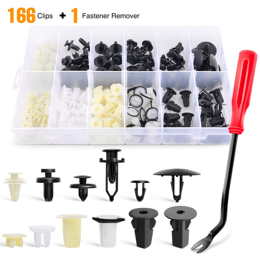 Waywe 166 Pcs Car Retainer Retaining Clips & Screw Grommets For GM Toyota Honda Nissan Mazda