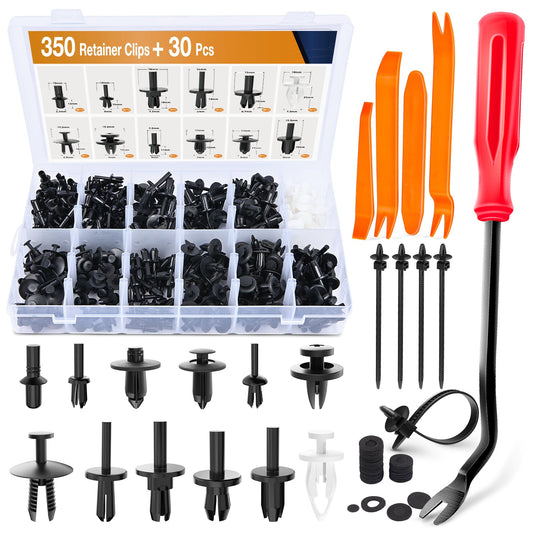 Waywe 380 Pcs Car Automotive Push Pin Rivet with Fastener Remover Trim Clips