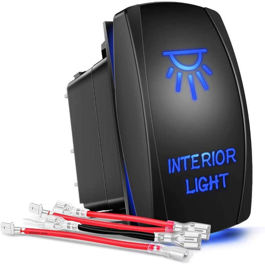 Waywe Interior Light Rocker Switch LED Bar 5Pin Laser On Off 20A 12V 10A 24V Jumper Wires Set for Jeep Boat Trucks