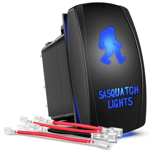 Waywe Sasquatch Lights Rocker Switch 5Pin Laser On Off LED Light 20A 12V 10A 24V Switch Jumper Wires Set for Jeep Boat Trucks