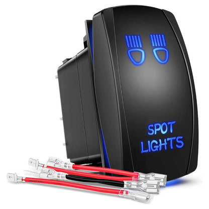 Waywe SPOT Lights Rocker Switch Led Light Bar Switch 5Pin Laser On Off switches 20A 12V 10A 24V Switch with Jumper Wires Set for Cars Trucks RVs