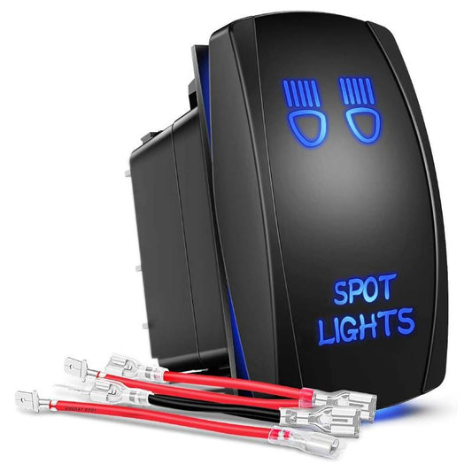 Waywe SPOT Lights Rocker Switch Led Light Bar Switch 5Pin Laser On Off switches 20A 12V 10A 24V Switch with Jumper Wires Set for Cars Trucks RVs